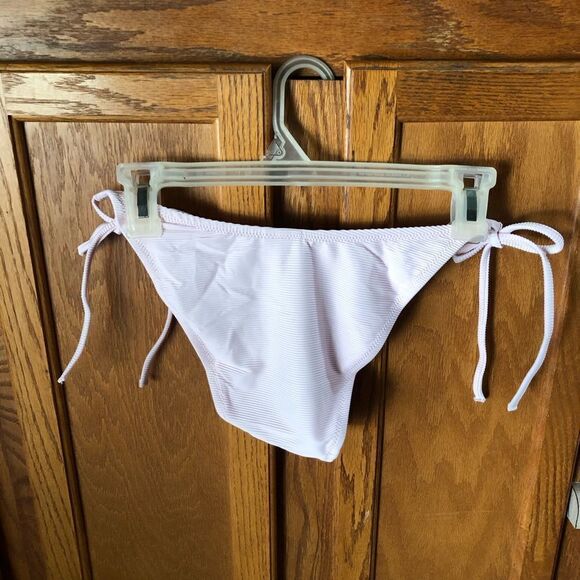 NWT J Crew Ribbed Curved Waist Cheeky String Bikini Bottom Pink - M - Picture 6 of 9